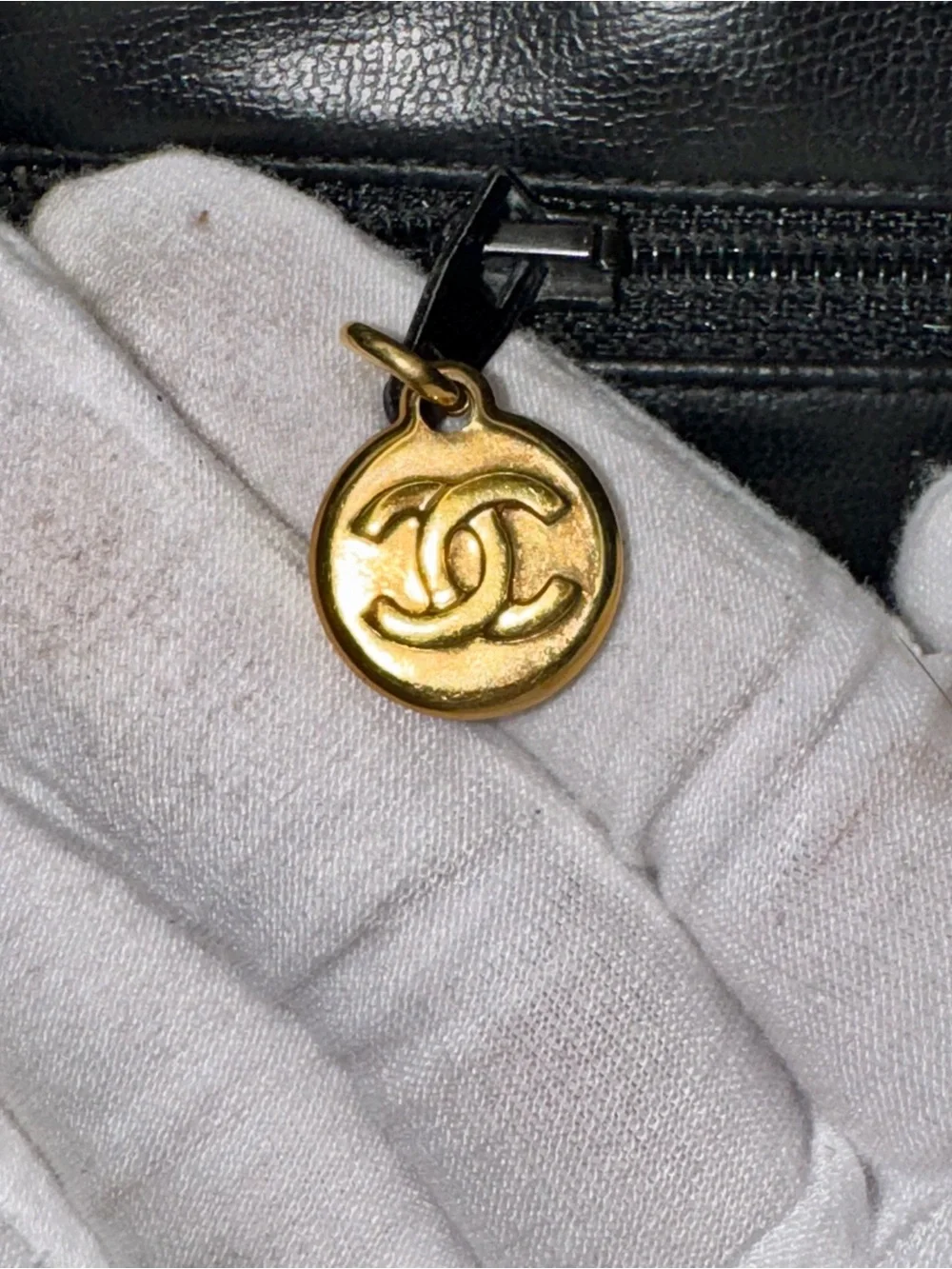 CHANEL Vintage Black Leather Shoulder Bag with Gold CC Hardware
